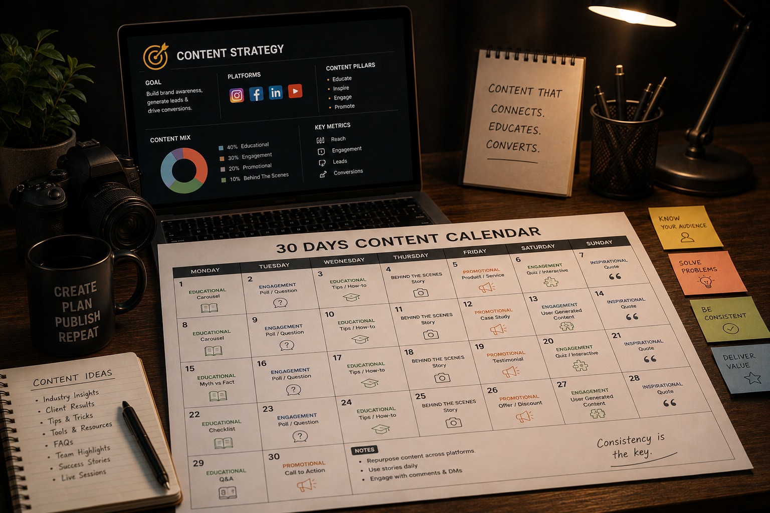 Content calendar interface