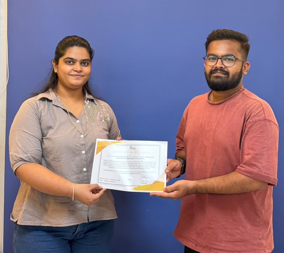 Vande Digital Academy Certificate Presentation